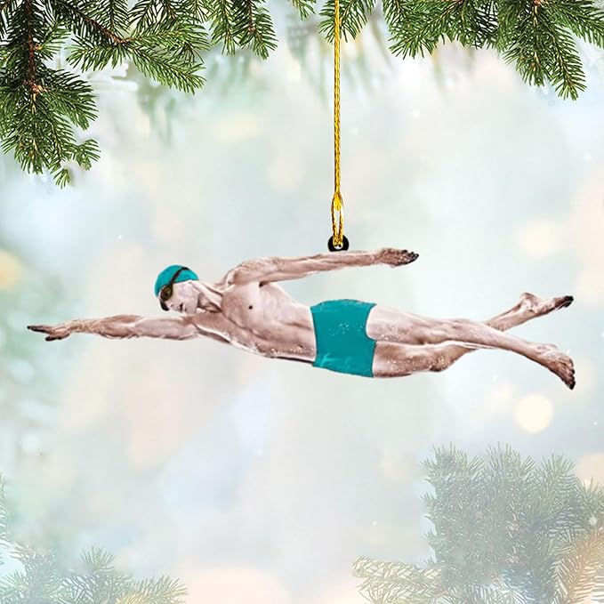 Personalized Swimming Ornament - Custom Swimmer Christmas Gift for Boys, Girls & Pool Lovers LL6