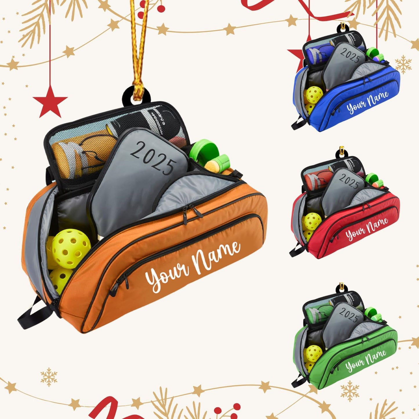 Custom Name and Year Pickleball Bag Ornament – Pickleball Christmas Ornament 5