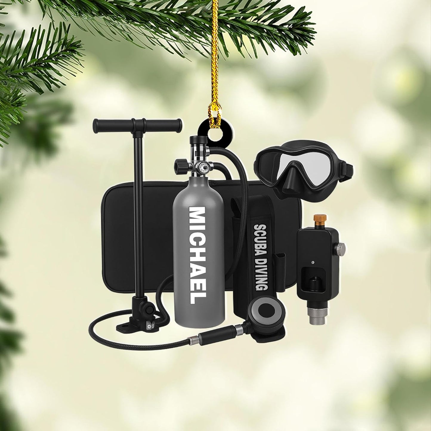 Custom Scuba Diver Ornament – Personalized Acrylic Christmas Tree Decoration, Gift for Divers and Swimmers TSD23