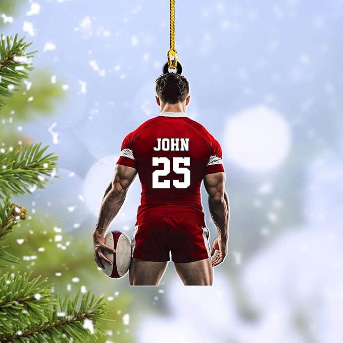 Personalized Rugby Player Christmas Gift for Sports Lovers - Rugby Ornament LL5