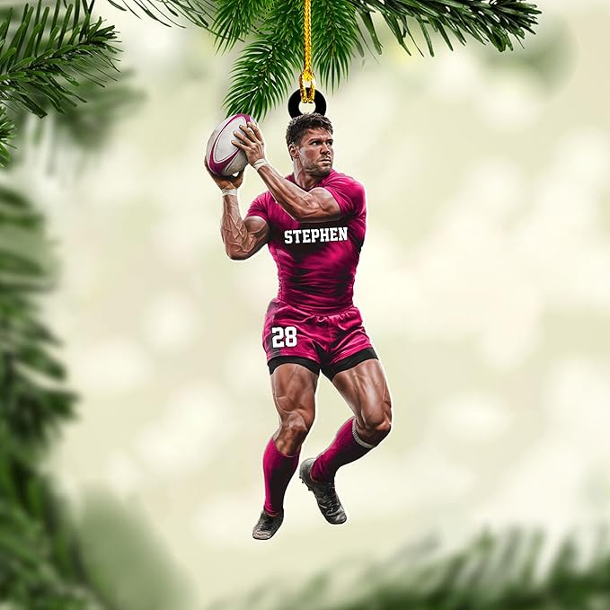 Personalized Rugby Player Christmas Gift for Sports Lovers - Rugby Ornament LL13