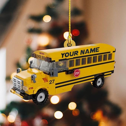 Personalized School Bus Ornament - Bus Driver Christmas Gift L6