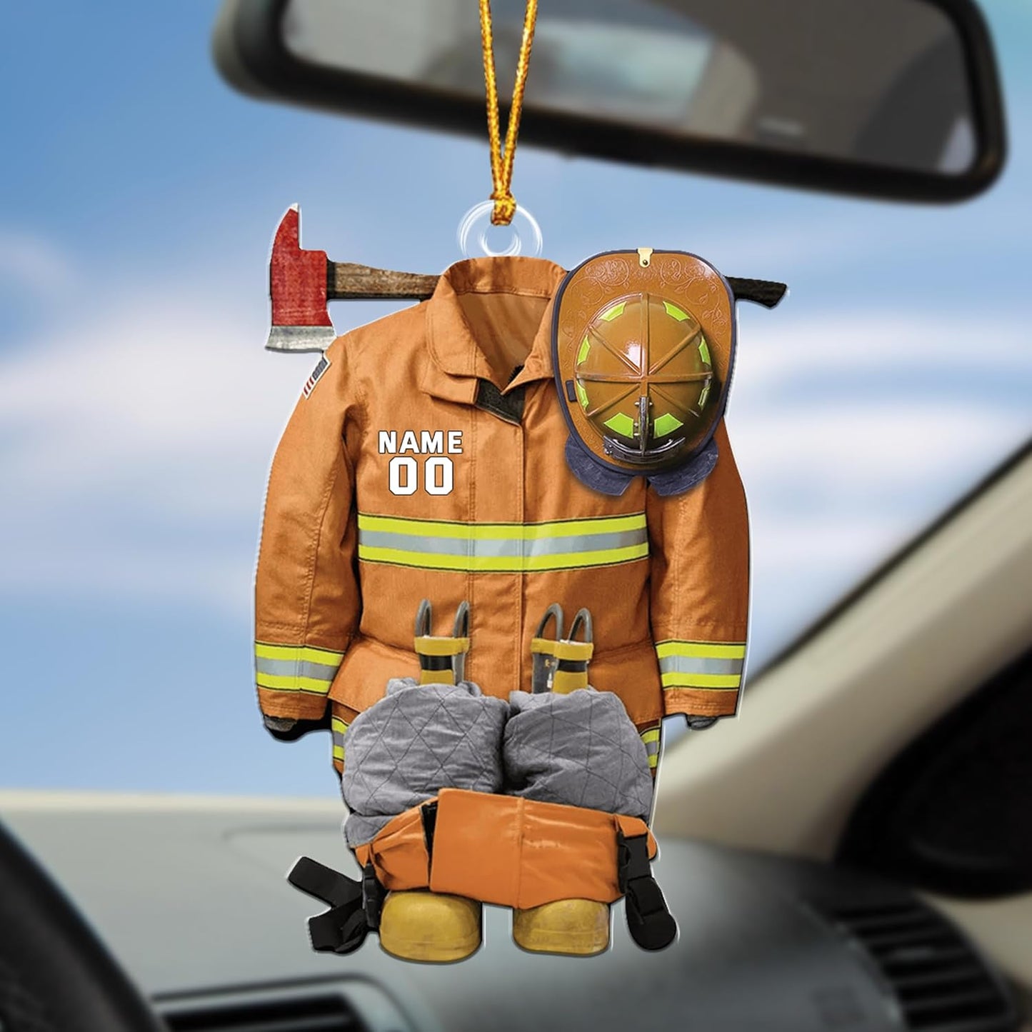 Personalized Firefighter Uniform Christmas Ornament Style 3