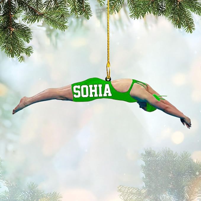 Personalized Swimming Ornament - Custom Swimmer Christmas Gift for Boys, Girls & Pool Lovers LL5