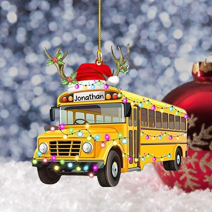 Personalized School Bus Ornament - Bus Driver Christmas Gift L4