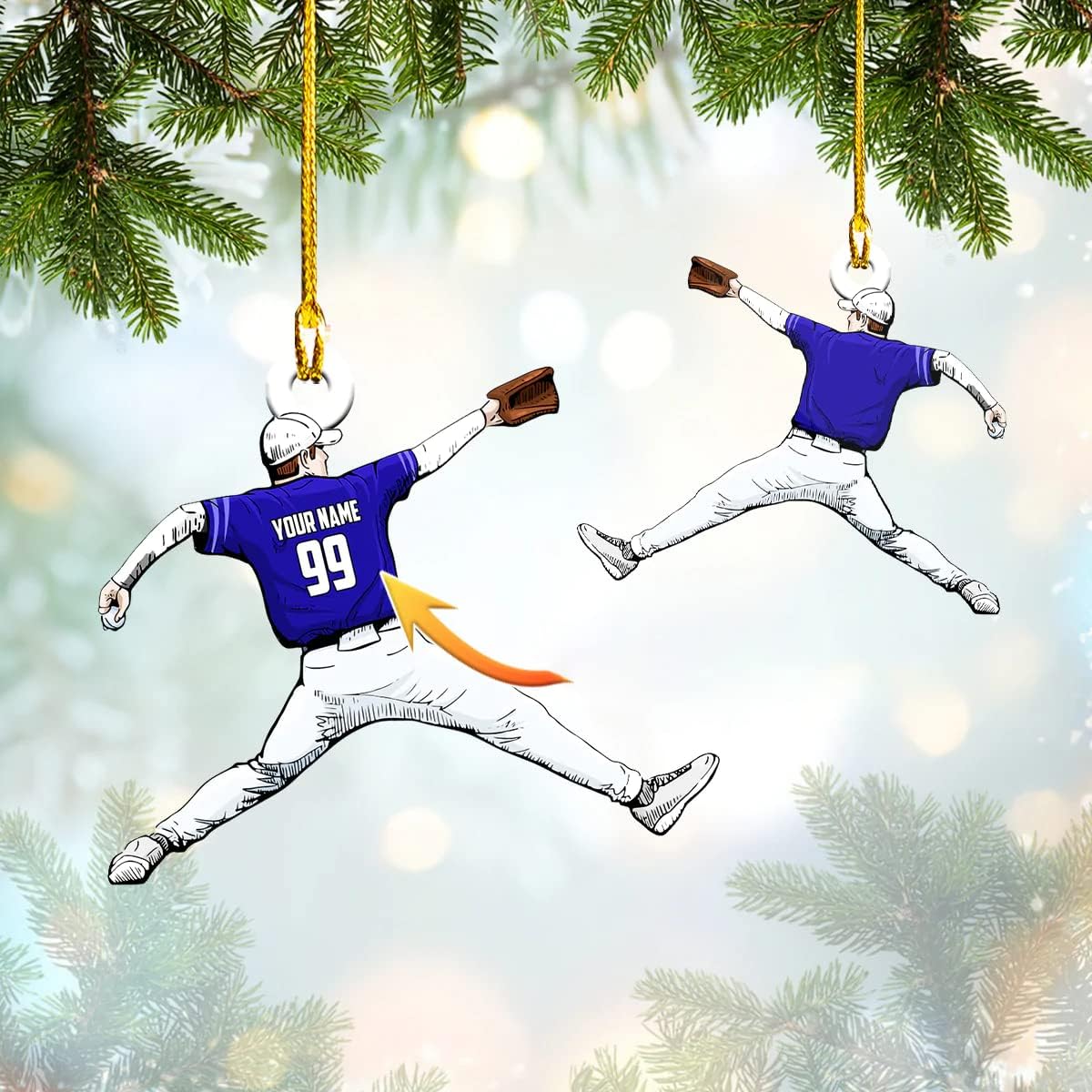 Personalized Baseball Christmas Ornament – Custom Name Acrylic Ornament, Sports Holiday TH43