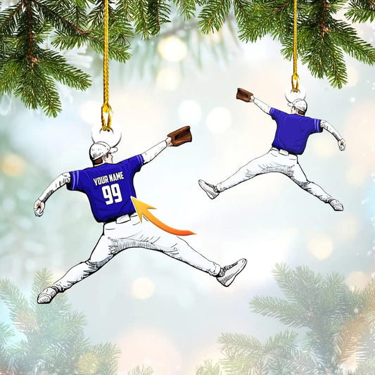 Personalized Baseball Christmas Ornament – Custom Name Acrylic Ornament, Sports Holiday TH43