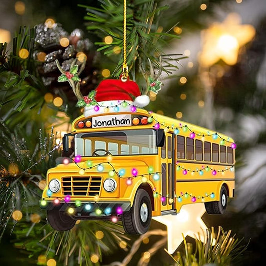 Personalized School Bus Ornament - Bus Driver Christmas Gift L4