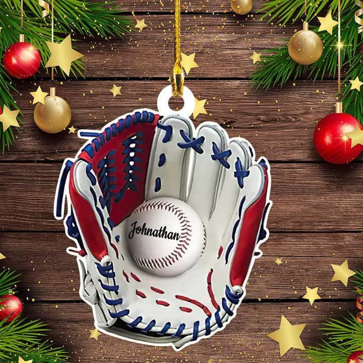 Personalized Baseball Christmas Ornament – Custom Name Acrylic Ornament, Sports Holiday TH40