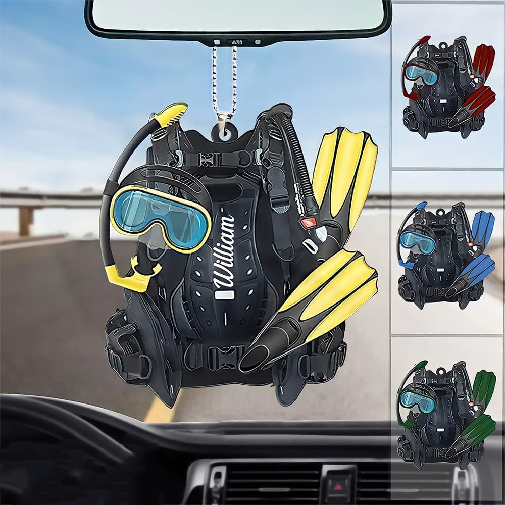 Custom Name Diving Ornament – Personalized Acrylic Scuba Diver Christmas Keepsake, Underwater Gift TSD17