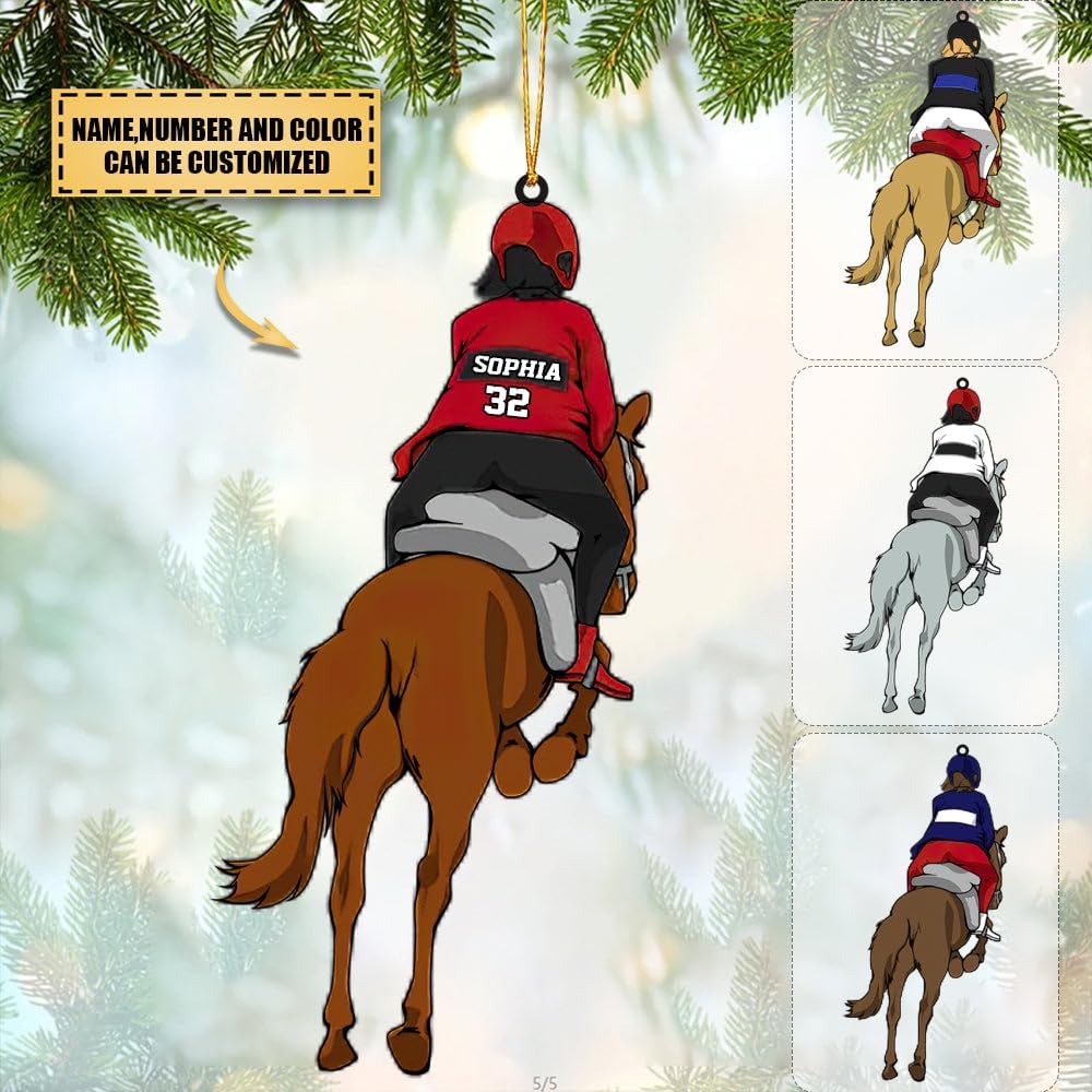 Personalized Horse Show Jumping Girl Ornament 2025 | Equestrian Horse Riding Christmas Keepsake for Female Riders THH2