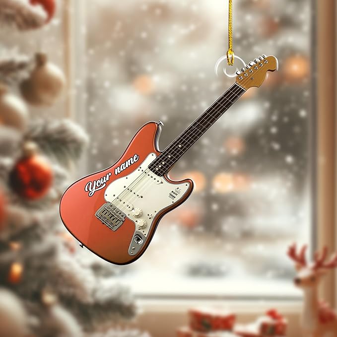Custom Electric and Acoustic Guitar Christmas Ornament - Guitar Ornament Gift LL22