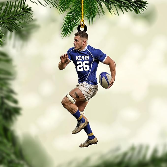 Personalized Rugby Player Christmas Gift for Sports Lovers - Rugby Ornament LL11