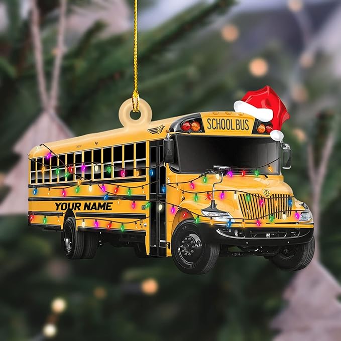 Personalized School Bus Ornament - Bus Driver Christmas Gift