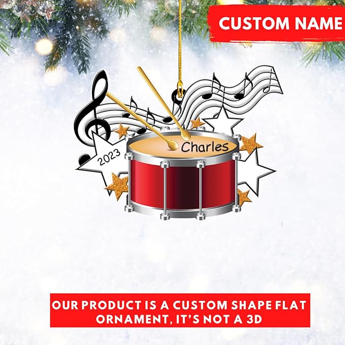 Custom Drum Set Ornament - Acrylic Christmas Gift for Drummers & Music Lovers LL14