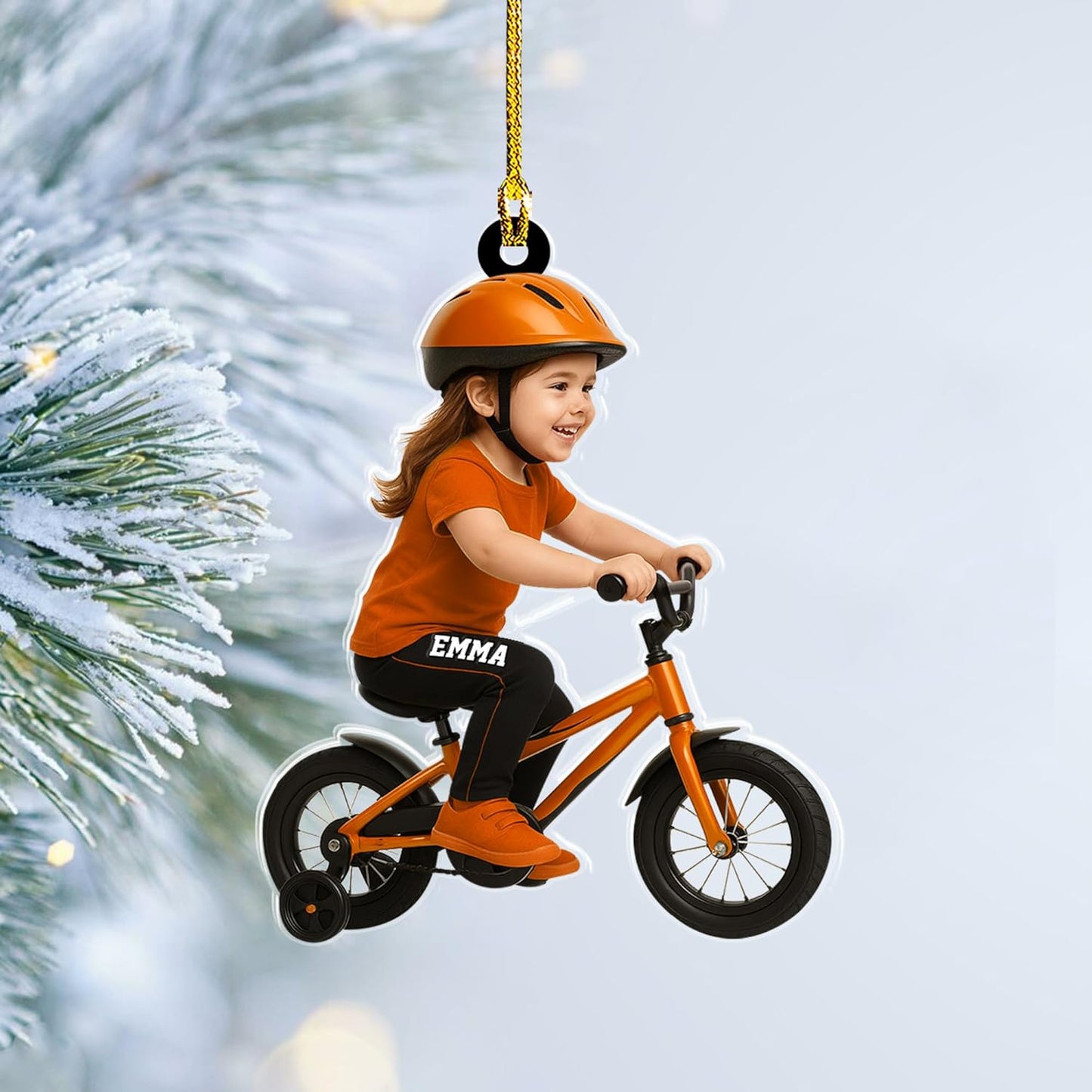 Custom Name Cycling Acrylic Ornament – Personalized Bike Gift, Christmas Tree Keepsake for Cycling Enthusiasts TC34