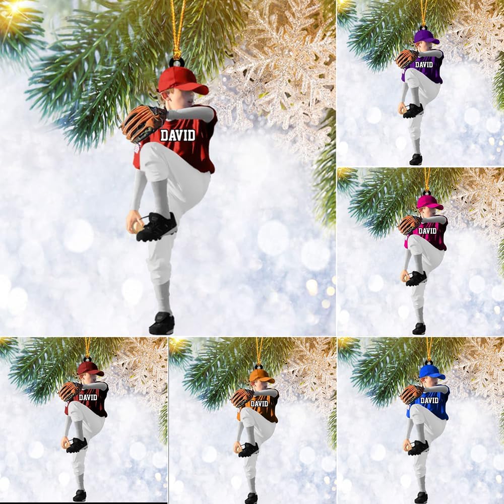 Personalized Baseball Christmas Ornament – Custom Name Acrylic Ornament, Sports Holiday TH37