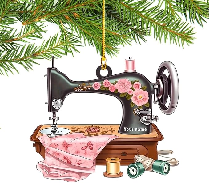 Personalized Sewing Machine Ornament - Custom Christmas Gift for Sewing Lovers LL12