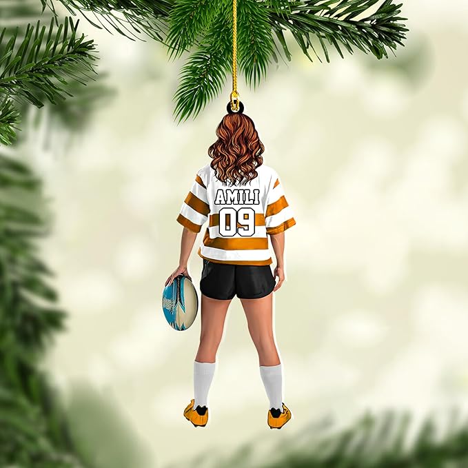 Personalized Rugby Player Christmas Gift for Sports Lovers - Rugby Ornament