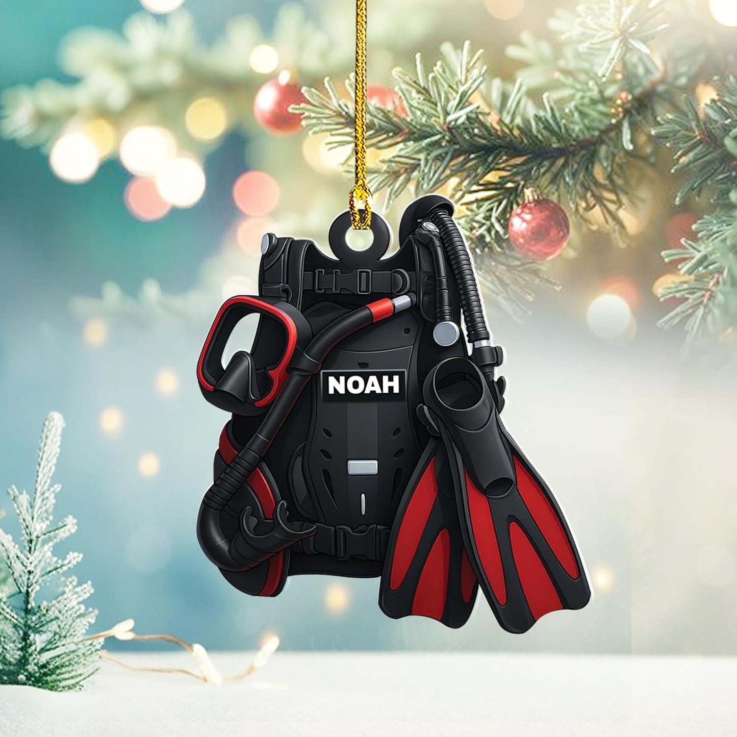 Custom Scuba Diver Ornament – Personalized Acrylic Christmas Tree Decoration, Gift for Divers and Swimmers TSD24