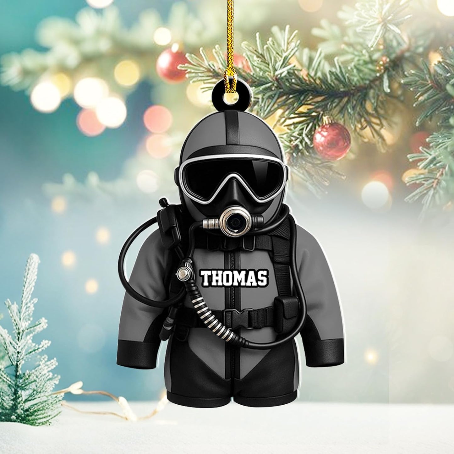 Custom Name Diving Ornament – Personalized Acrylic Scuba Diver Christmas Keepsake, Underwater Gift TSD22