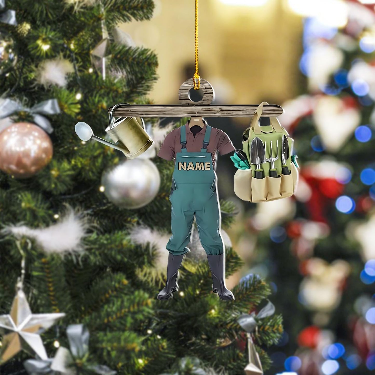 Custom Gardening Ornament with Name – Garden Tools Acrylic Christmas Decor for Gardeners & Green Thumb Lovers TG52