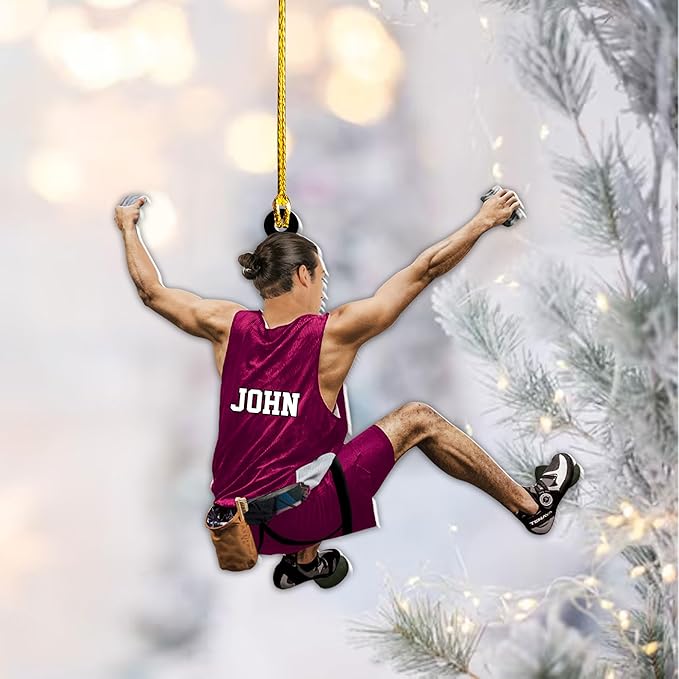 Custom Climbing Ornament - Custom Rock Climber Christmas Gift for Mountaineers LL13