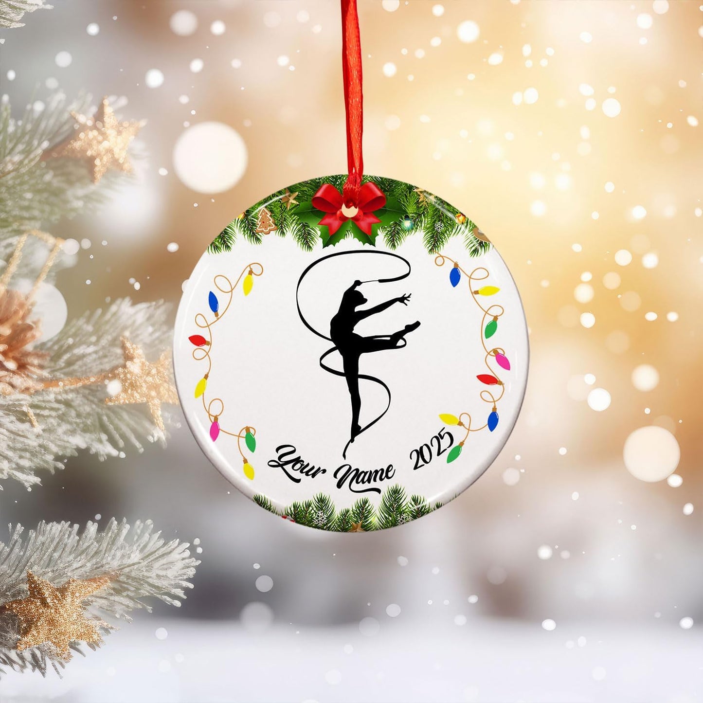 Personalized Name Gymnastics Ornament 2025, Girl Gymnast Ornaments, Wood Ornament for Xmas C05