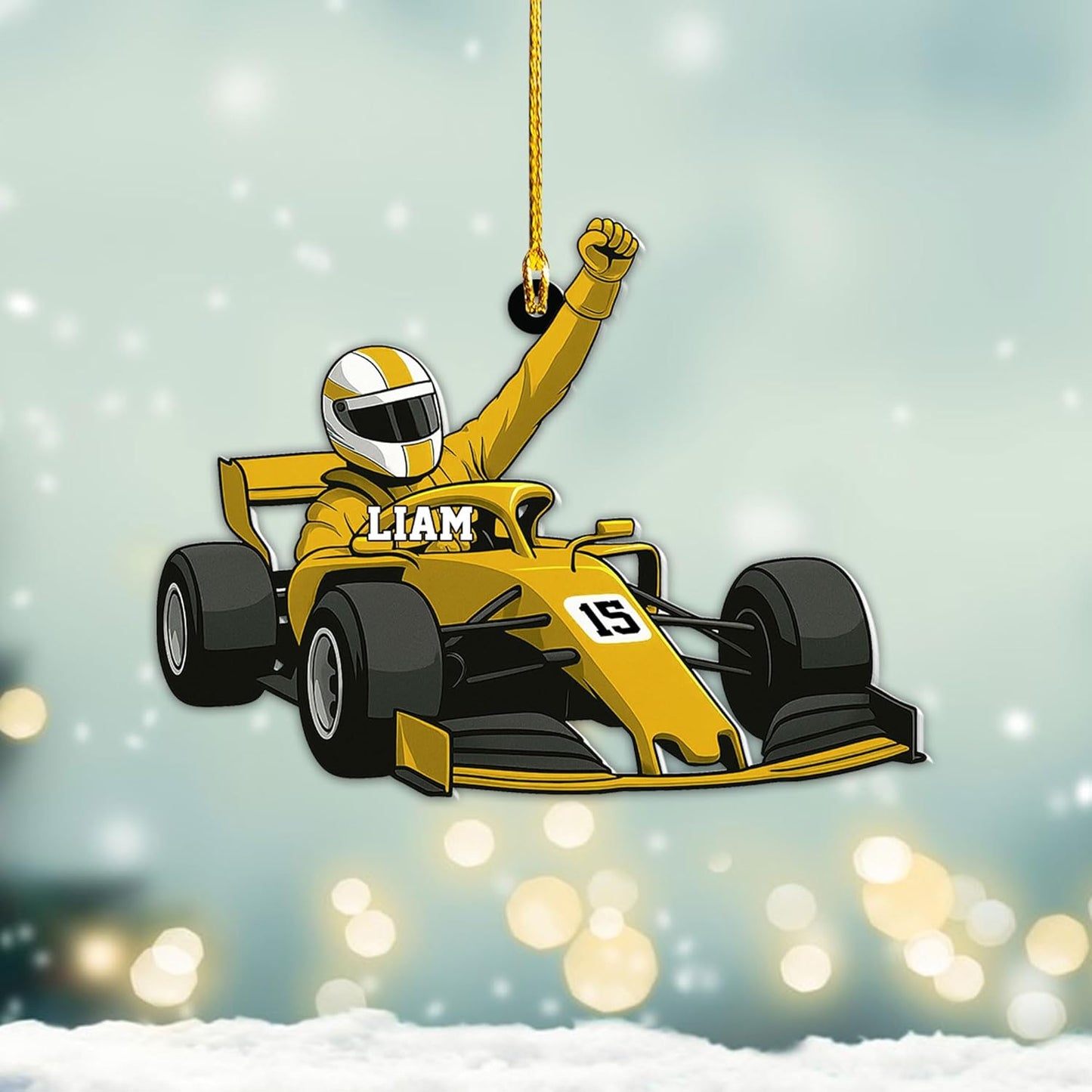 Personalized Racing Car Christmas Ornament – Custom Name Acrylic Race Car Ornament, Driver Gift, Motorsport Holiday Decoration, Car Lover Keepsake TR5