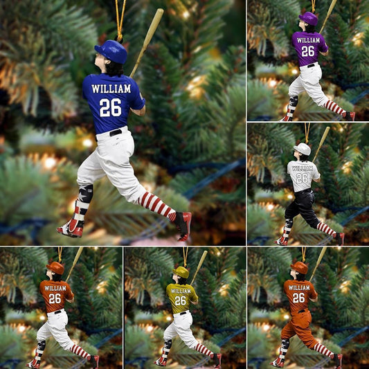 Personalized Baseball Christmas Ornament – Custom Name Acrylic Ornament, Sports Holiday Decoration, Baseball Player Gift TH36