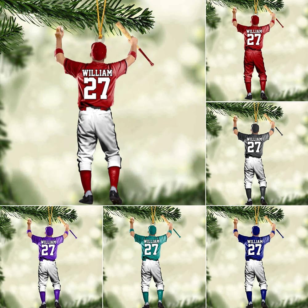 Personalized Baseball Christmas Ornament – Custom Name Acrylic Ornament, Sports Holiday TH38