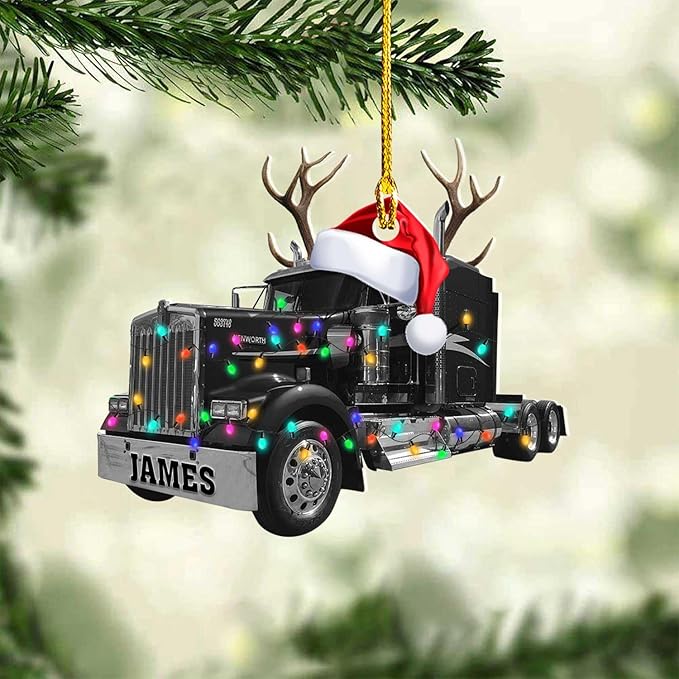 Personalized Semi Truck Christmas Decor - Truck Driver Ornament Gift L2