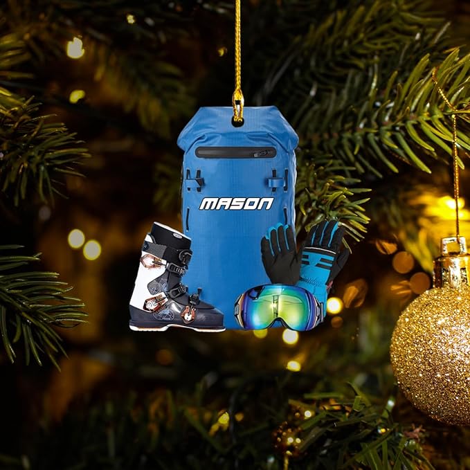 Personalized Snow Skiing Ornament, Custom Colored Skiing Mask Shape Ornament NO9