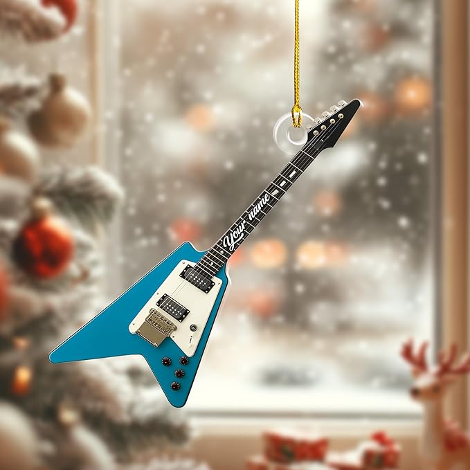 Personalized Electric and Acoustic Guitar Christmas Ornament - Guitar Ornament Gift LL32
