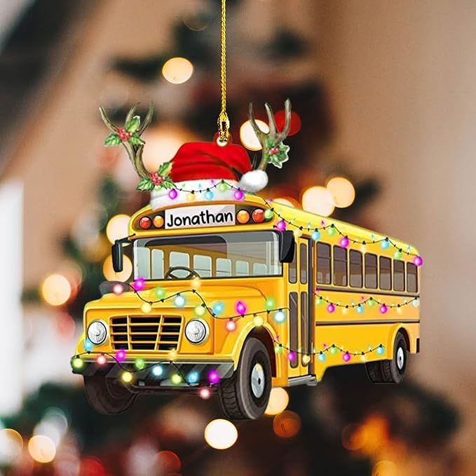 Personalized School Bus Ornament - Bus Driver Christmas Gift L4