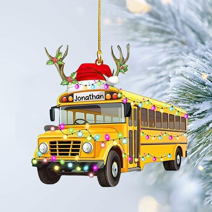 Personalized School Bus Ornament - Bus Driver Christmas Gift L4