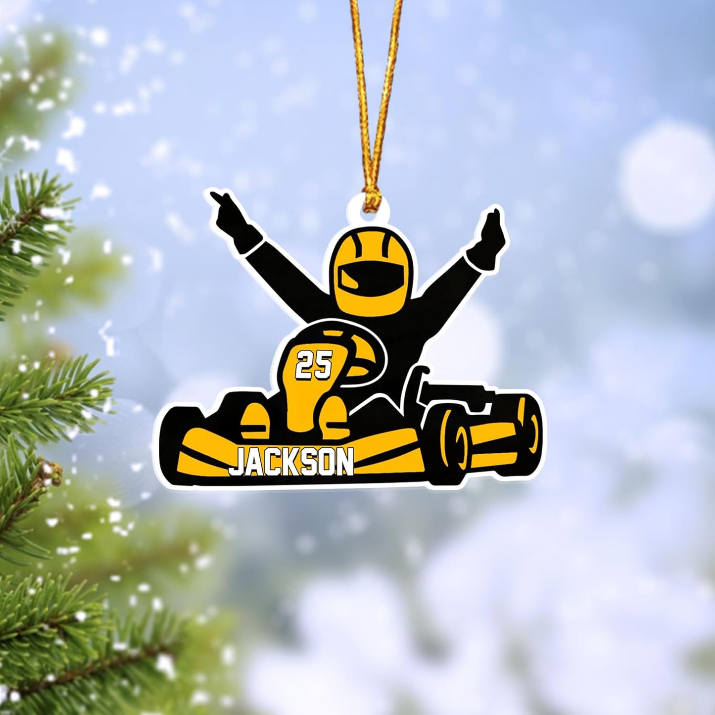 Personalized Racing Car Ornament – Custom Acrylic Drag Racing Christmas Decoration, Gift for Car Lovers and Drivers TR26