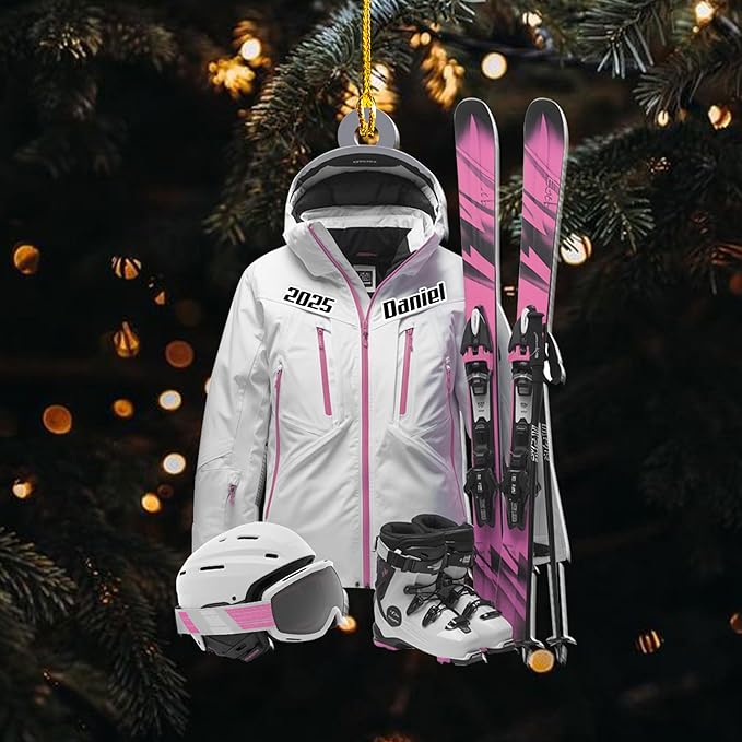 Personalized Snow Skiing Ornament, Custom Colored Skiing Mask Shape Ornament NO6