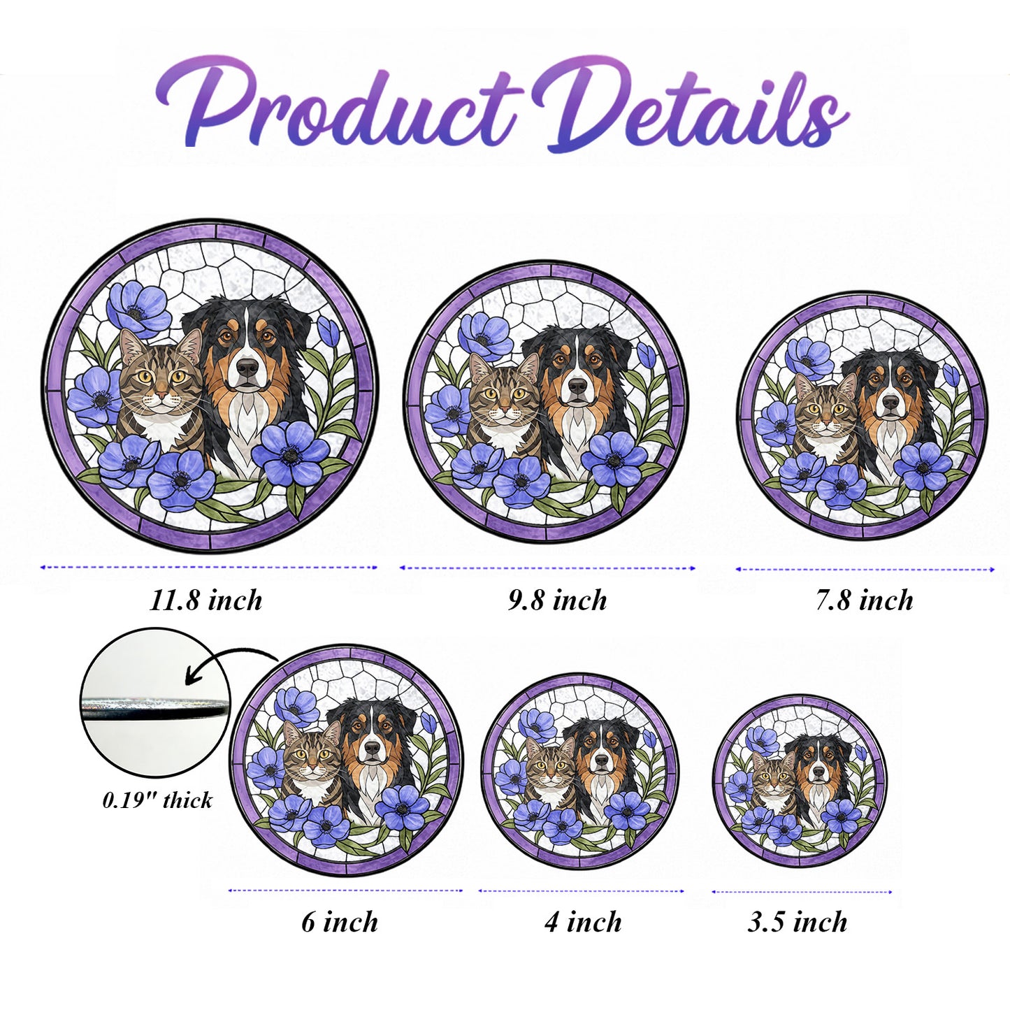 Custom Dog & Cat Stained Glass Suncatcher – Personalized Pet Portrait Window Hanging THUC99