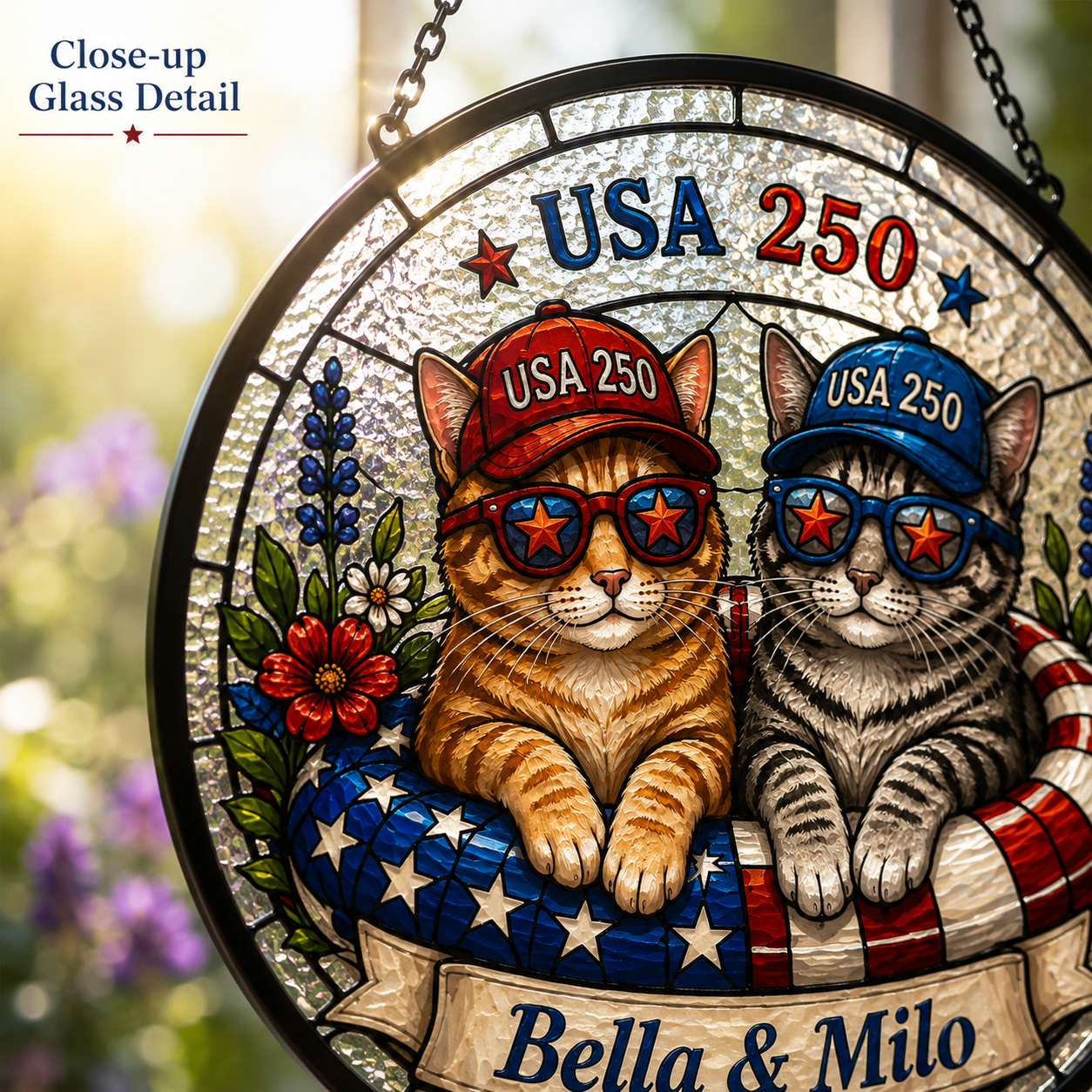 Custom Photo Cat Lover Glass Suncatcher – Personalized Pet Sympathy Memorial Gift THUC99