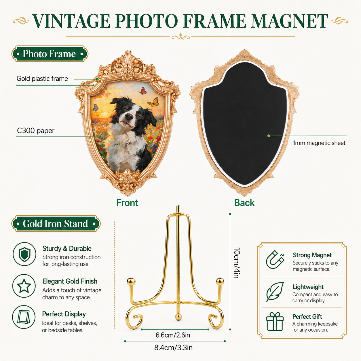 Custom Dog Portrait Magnet, Vintage Photo Frame Refrigerator Magnet, Pet Memorial Gift THUC99