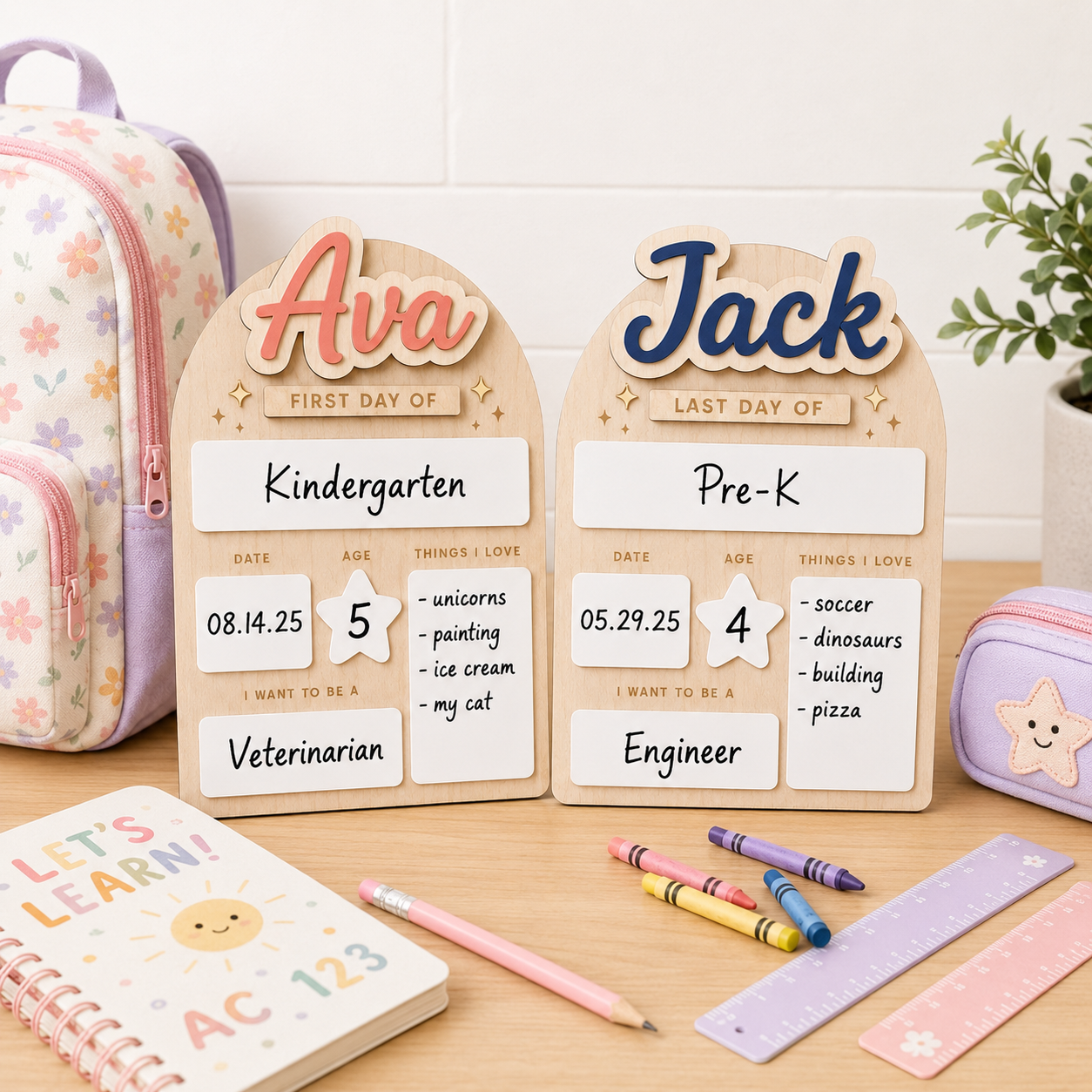 Custom Kids School Milestone Sign, First and Last Day Photo Board THUC99