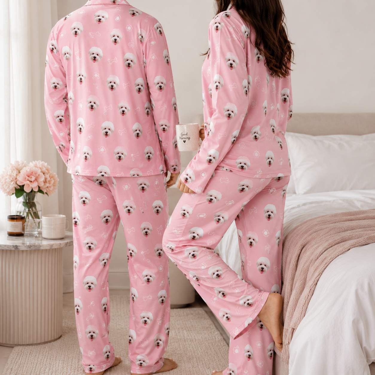 Custom Pet Portrait Pajama Set for Men and Women, Personalized Dog Lover Sleepwear Gift THUC99