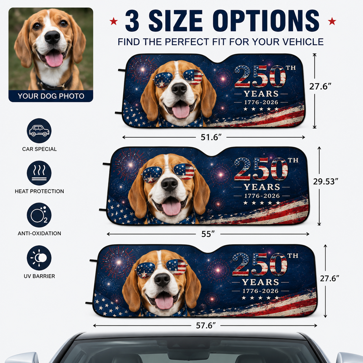 Custom Dog Lover Car Sun Shade, Personalized Pet Windshield Cover, Photo Auto Sunshade Gift THUC99