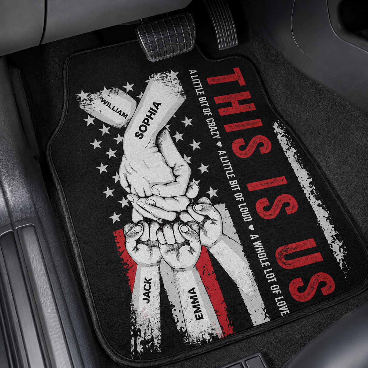 Personalized Dad Us Flannel Car Floor Mats, Custom Dad Floor Mats, Gift For Dad TOM99