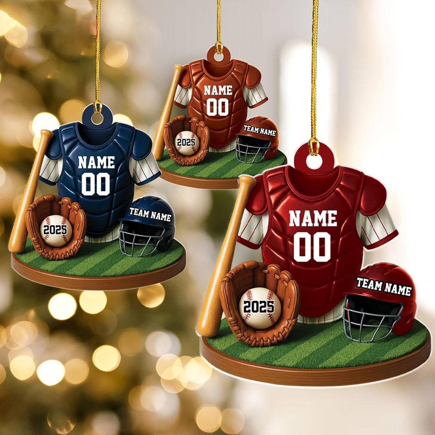 Personalized Baseball Christmas Ornament – Custom Name Acrylic Ornament, Sports Holiday Decoration, Baseball Player Gift TH29