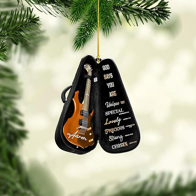 Custom Electric and Acoustic Guitar Christmas Ornament - Guitar Ornament Gift LL16