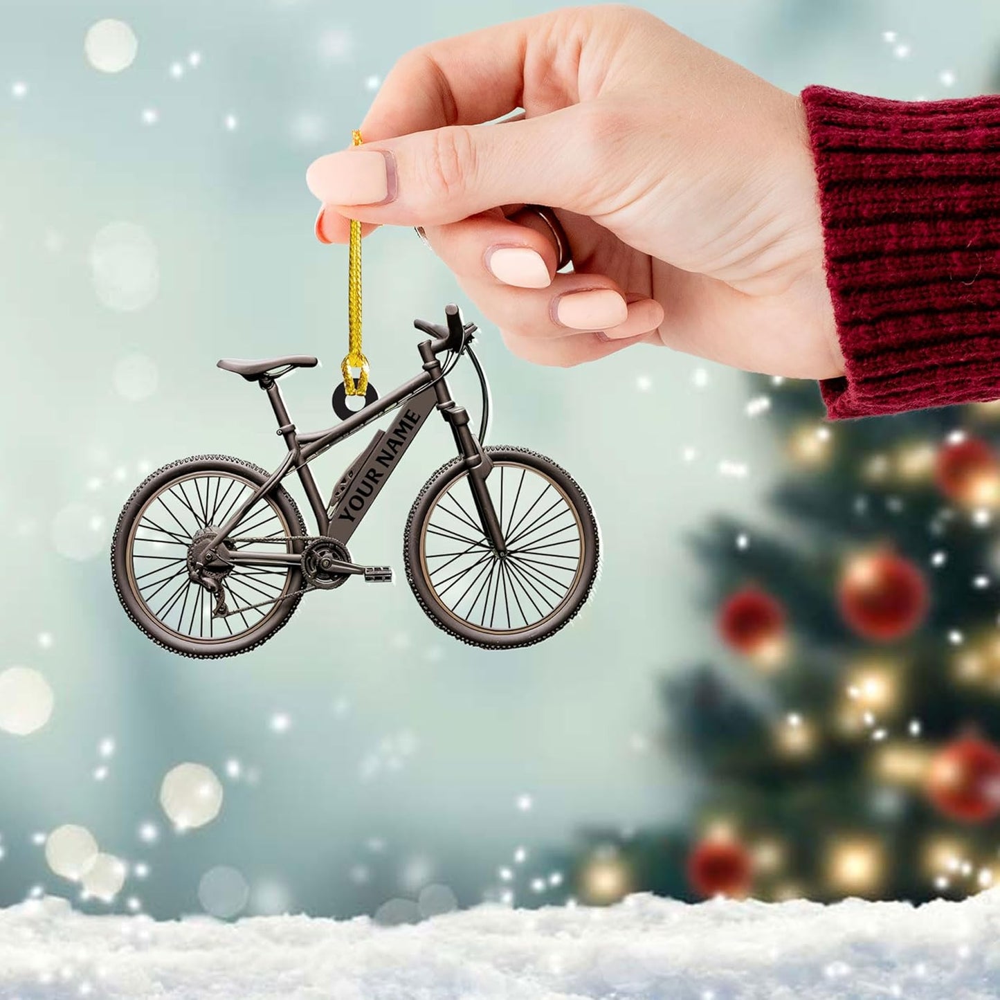 Custom Name Mountain Biking Ornament – Personalized Acrylic Cycling Christmas Gift, Sport Holiday Keepsake TB22