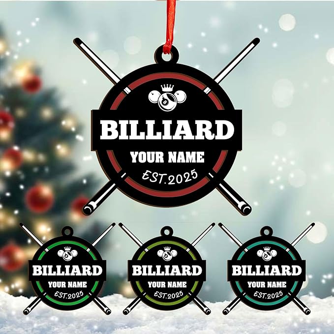 Personalized Billiards Ornament 2025, Billiards Christmas Ornaments N18