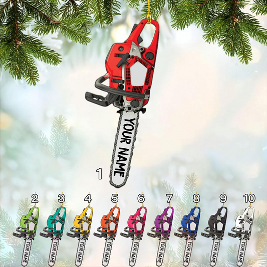 Personalized Chainsaw Ornament – Carpenter Lumberjack Christmas Ornament H2